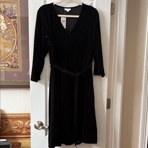 J. Jill Black Velvet Long Sleeve Dress